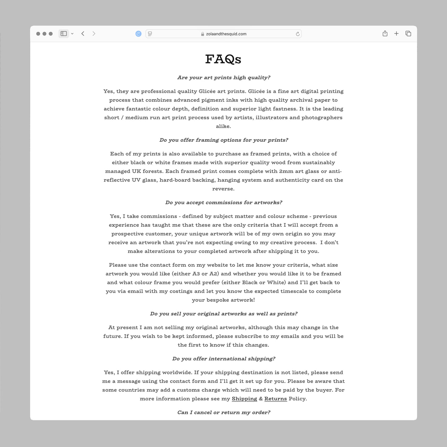 Artists Shopify Stores